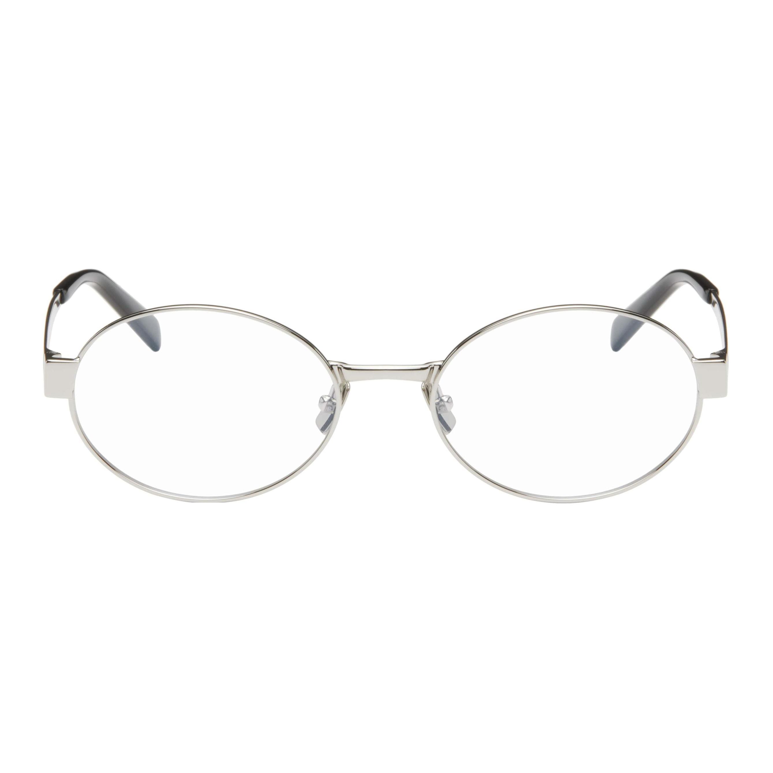 SAINT LAURENT Металлические ацетатные овальные оправы для очков Men's Silver
SAINT LAURENT Металлические ацетатные овальные оправы для очков Men's Silver