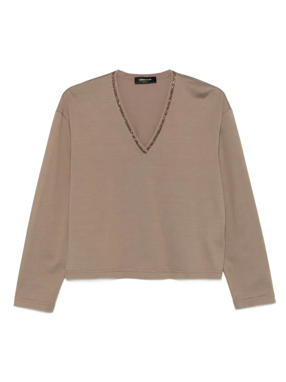 Декорированный топ из джерси с V-образным вырезом Fabiana Filippi, нейтральный
Декорированный топ из джерси с V-образным вырезом Fabiana Filippi, нейтральный