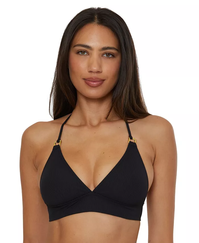 Женский топ-бикини Modern Edge с фактурной резинкой и запахом Becca, черный 
Женский топ-бикини Modern Edge с фактурной резинкой и запахом Becca, черный