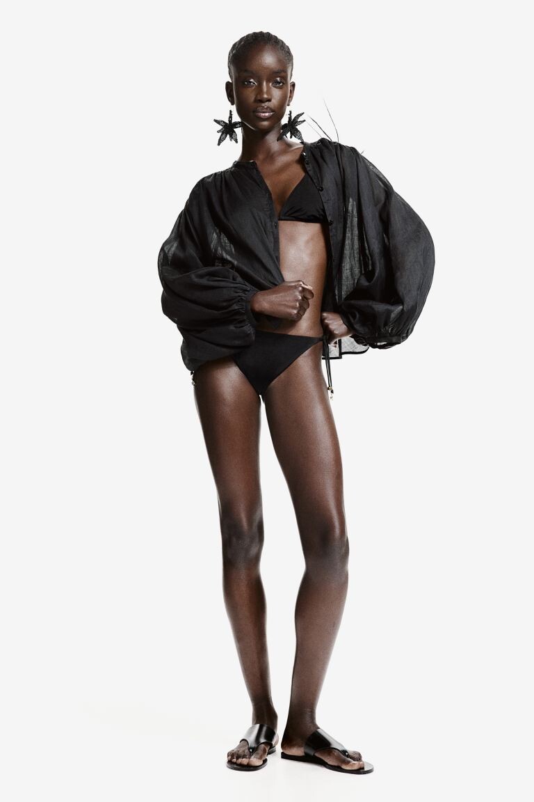 Плавки бикини со стрингами на завязках H&M, черный 
Плавки бикини со стрингами на завязках H&M, черный