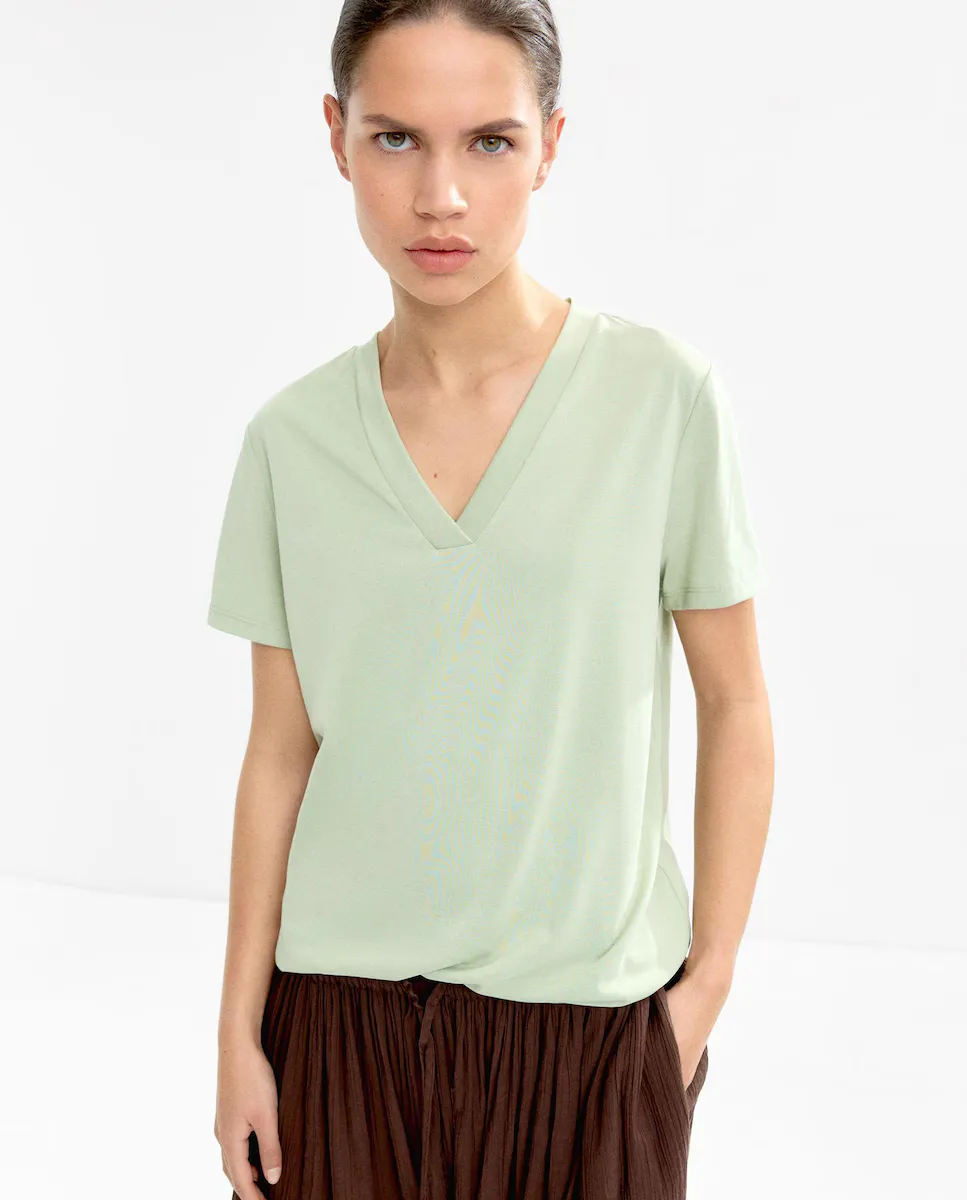 Женская футболка с короткими рукавами и V-образным вырезом Parfois, светло-зеленый
Женская футболка с короткими рукавами и V-образным вырезом Parfois, светло-зеленый