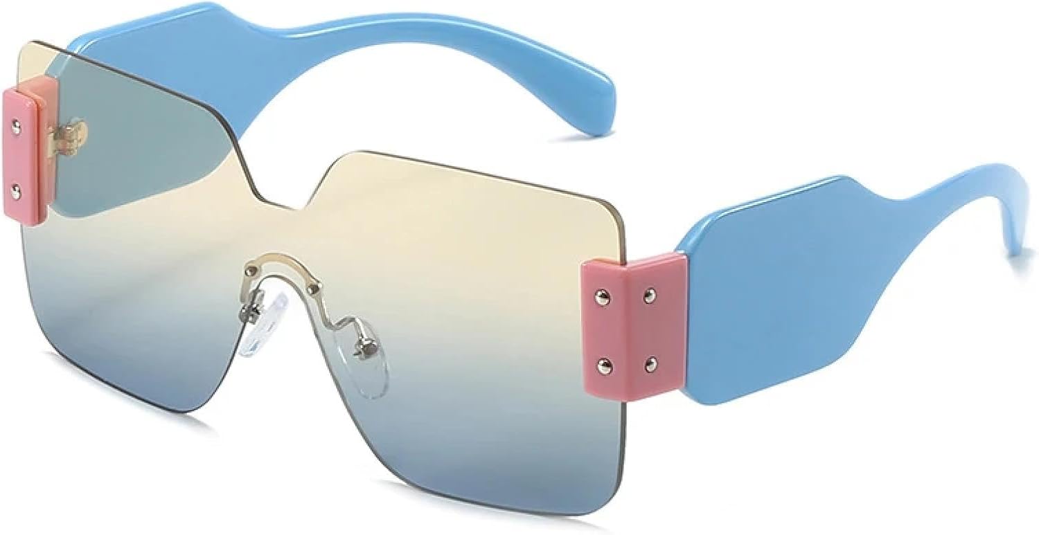 Модные цельные солнцезащитные очки без оправы для женщин и мужчин, винтажные, с широкими дужками, в крупной оправе, для активного отдыха и вождения, с защитой от УФ-излучения UV400 TKKTLLT, Blue Yellow Blue
Модные цельные солнцезащитные очки без оправы для женщин и мужчин, винтажные, с широкими дужками, в крупной оправе, для активного отдыха и вождения, с защитой от УФ-излучения UV400 TKKTLLT, Blue Yellow Blue