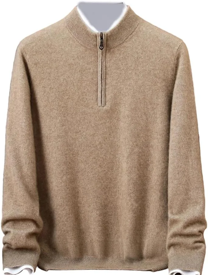 Мужской пуловер из 100% кашемира с четвертью молнии OWEIEYEU
Мужской пуловер из 100% кашемира с четвертью молнии OWEIEYEU