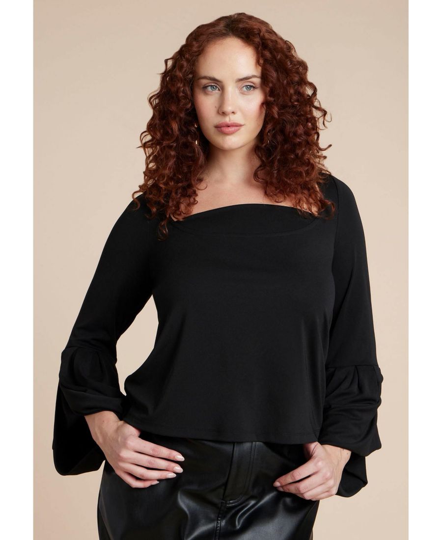 Женский топ больших размеров с драпированными манжетами ELOQUII, Black onyx
Женский топ больших размеров с драпированными манжетами ELOQUII, Black onyx