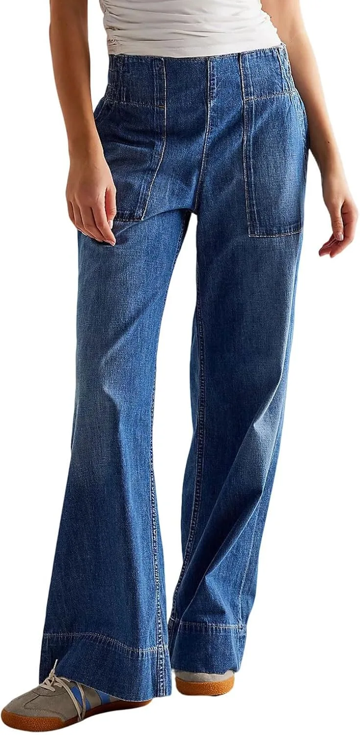 Utcoco Женские повседневные широкие джинсы с плиссировкой и эластичным поясом
Utcoco Женские повседневные широкие джинсы с плиссировкой и эластичным поясом