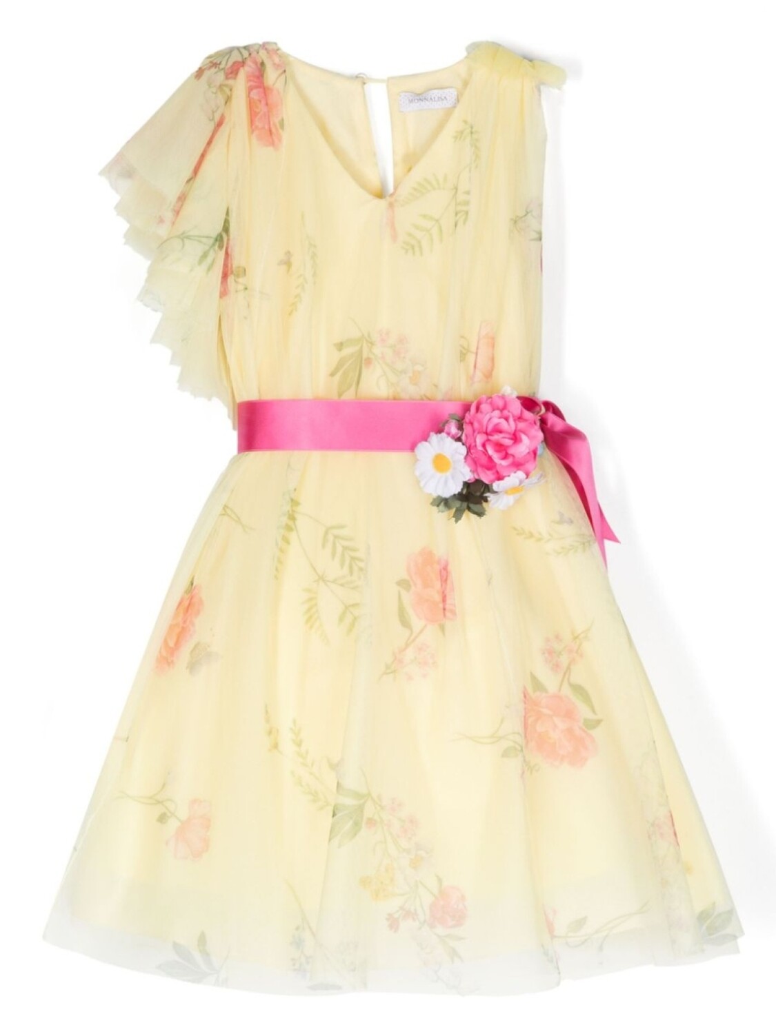 Monnalisa платье с цветочным принтом и V-образным вырезом, желтый
Monnalisa платье с цветочным принтом и V-образным вырезом, желтый