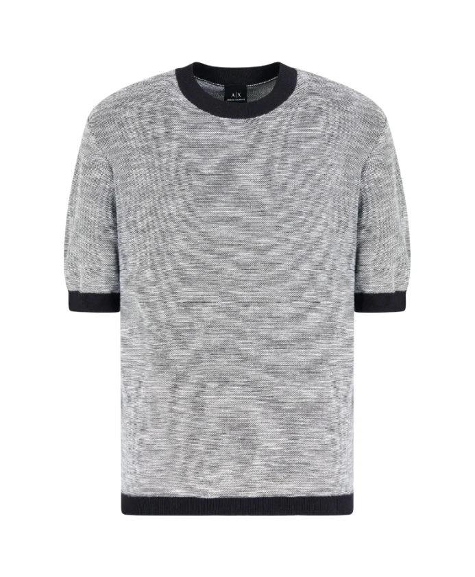 Сине-Белая жаккардовая хлопковая футболка Armani Exchange, синий
Сине-Белая жаккардовая хлопковая футболка Armani Exchange, синий