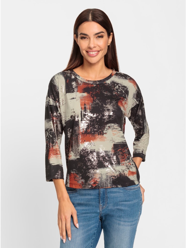 Рубашка с круглым вырезом, черного цвета с ржаво-красным принтом Heine
Рубашка с круглым вырезом, черного цвета с ржаво-красным принтом Heine