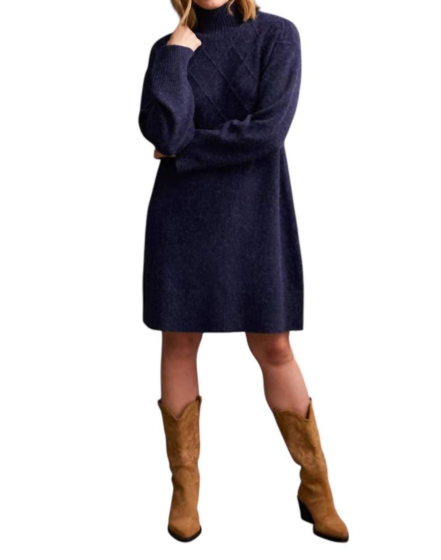 Сапфировое платье-свитер с высоким воротником и ромбовидным узором TRIBAL, Sapphire
Сапфировое платье-свитер с высоким воротником и ромбовидным узором TRIBAL, Sapphire