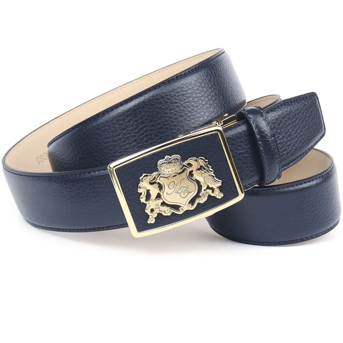 Кожаный ремень Anthoni Crown, автоматическая застежка, синий 
Кожаный ремень Anthoni Crown, автоматическая застежка, синий