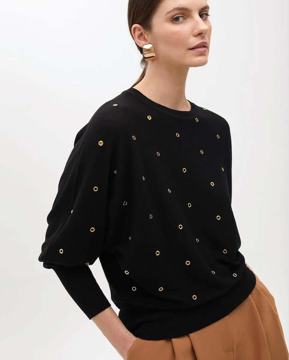 Женский однотонный джемпер с декоративными люверсами Lola Casademunt, черный
Женский однотонный джемпер с декоративными люверсами Lola Casademunt, черный