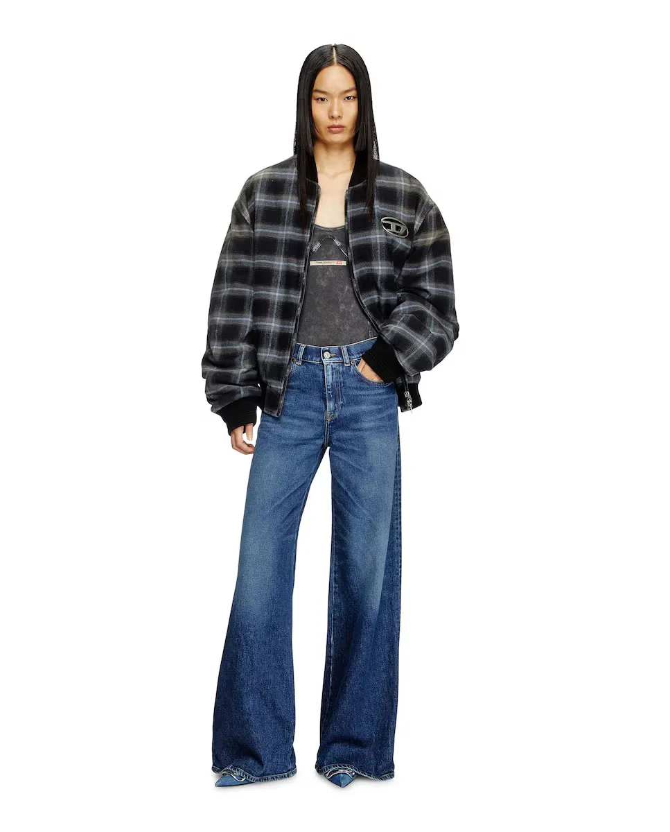 Женские расклешенные джинсы средней посадки Diesel, темно-синий 
Женские расклешенные джинсы средней посадки Diesel, темно-синий