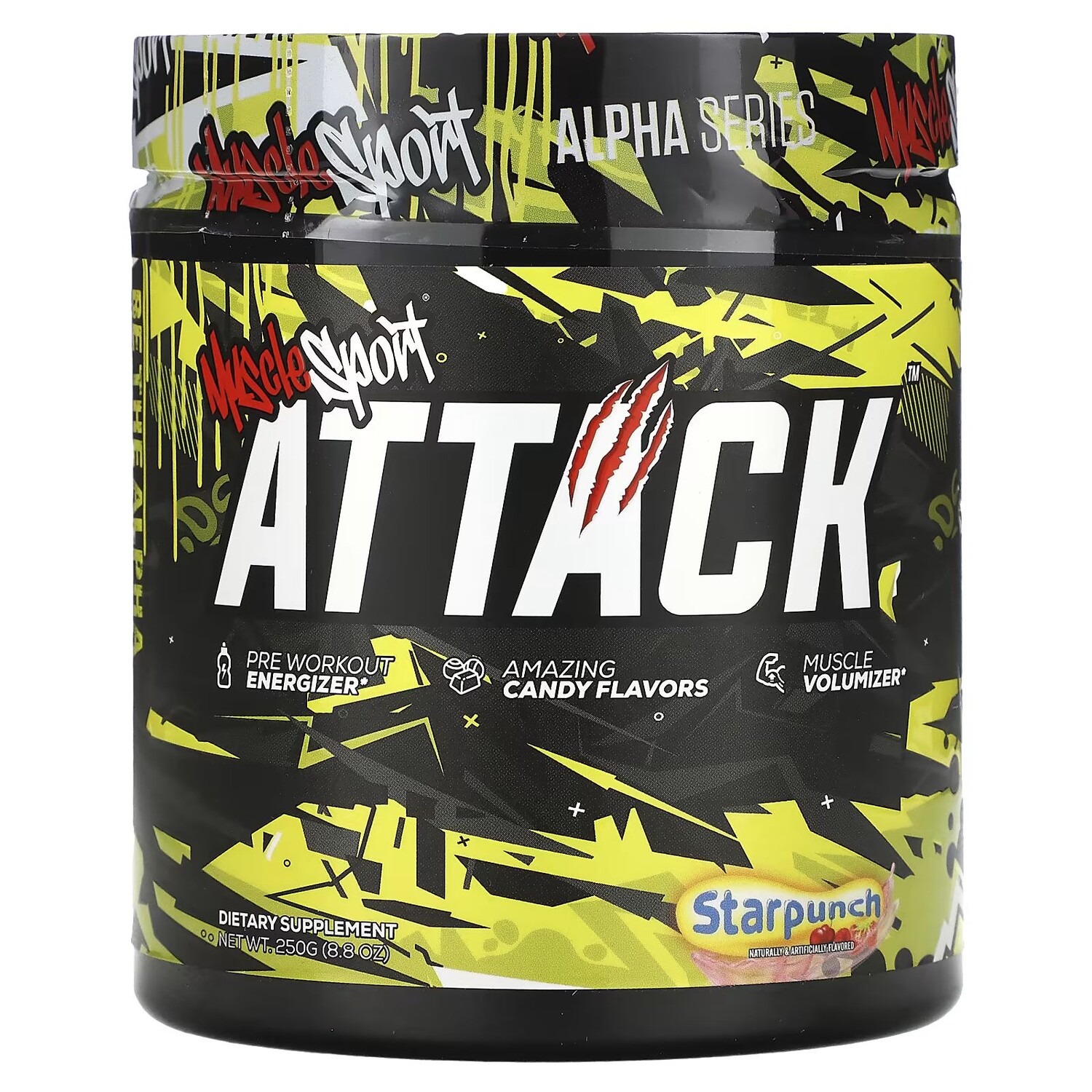 Attack, энергетик перед тренировкой, Starpunch, 8,8 унции (250 г) Musclesport
Attack, энергетик перед тренировкой, Starpunch, 8,8 унции (250 г) Musclesport