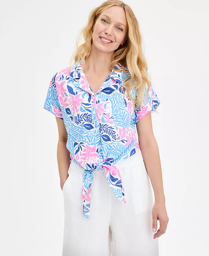 Женская блузка с цветочным принтом, 100% лен, с запахом Charter Club, белый
Женская блузка с цветочным принтом, 100% лен, с запахом Charter Club, белый