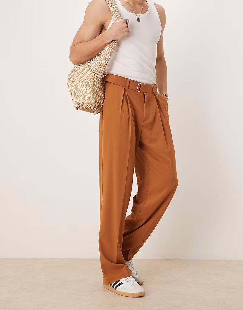 Широкие брюки ASOS DESIGN из искусственного льна с поясом и складкой спереди цвета ржавчины
Широкие брюки ASOS DESIGN из искусственного льна с поясом и складкой спереди цвета ржавчины