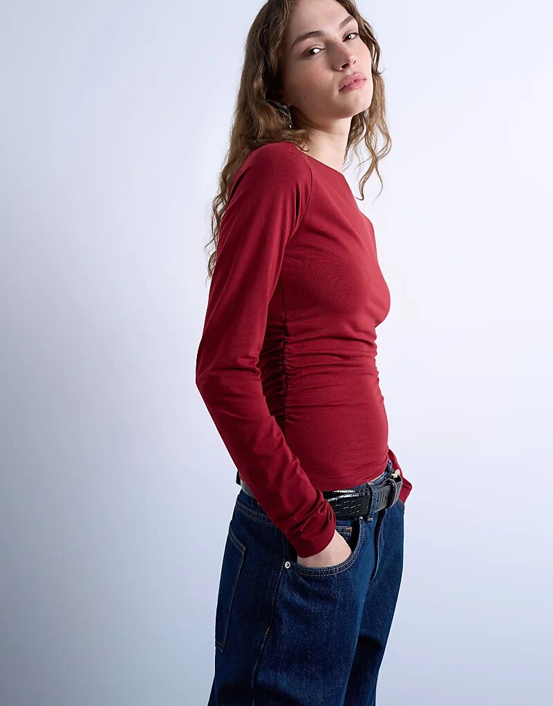 Лонгслив Topshop из модала с длинными рукавами, сборками и разрезом на горловине, темно-красный
Лонгслив Topshop из модала с длинными рукавами, сборками и разрезом на горловине, темно-красный