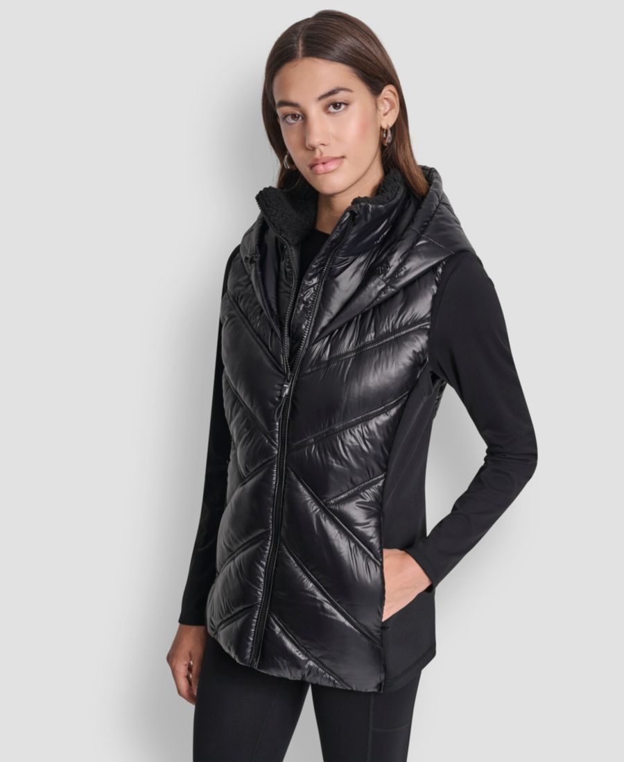 Женский пуховый жилет с контрастным воротником и капюшоном DKNY, Metallic Black
Женский пуховый жилет с контрастным воротником и капюшоном DKNY, Metallic Black