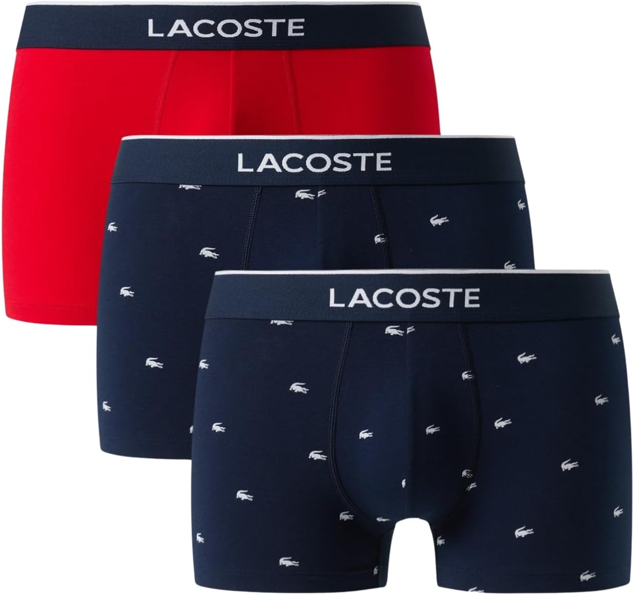 Мужские хлопковые трусы-боксеры Lacoste с мини-крокодиловым принтом, 3 шт. (эксклюзивно на Amazon), Navy Blue/Navy Blue/Red
Мужские хлопковые трусы-боксеры Lacoste с мини-крокодиловым принтом, 3 шт. (эксклюзивно на Amazon), Navy Blue/Navy Blue/Red