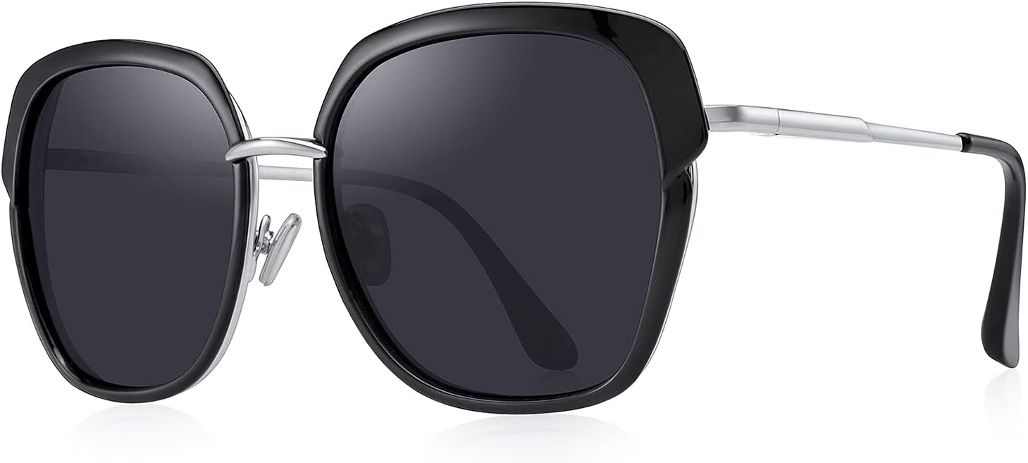 Винтажные солнцезащитные очки большого размера в оправе «щит» для женщин, поляризованные, для отдыха, в подарочной коробке O6371 OLIEYE, Black Frame/Black Lens/Silver Temples
Винтажные солнцезащитные очки большого размера в оправе «щит» для женщин, поляризованные, для отдыха, в подарочной коробке O6371 OLIEYE, Black Frame/Black Lens/Silver Temples