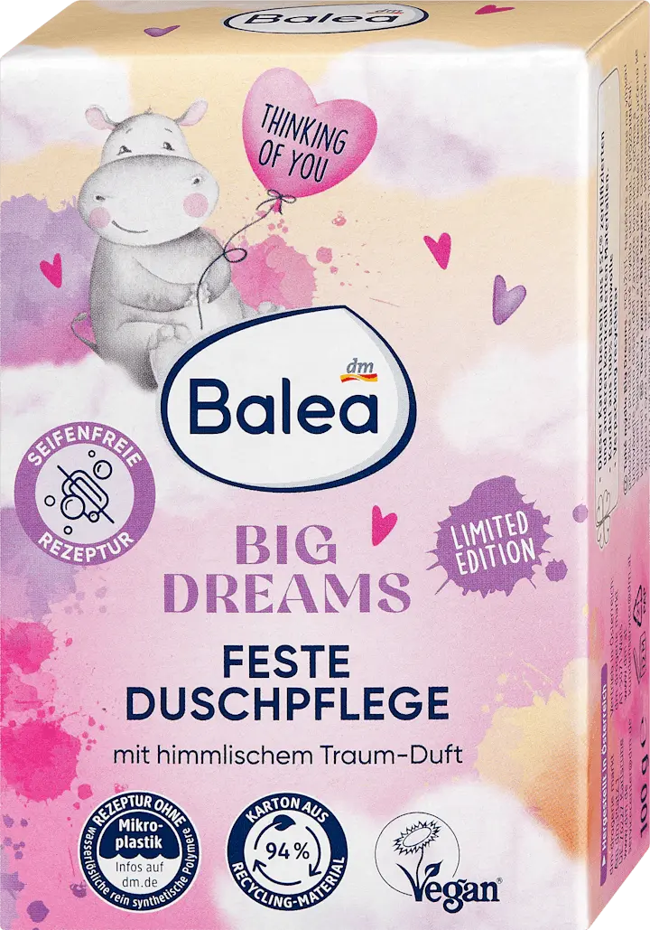 Гель для душа Balea Festes Duschgel Big Dreams, 100 g
Гель для душа Balea Festes Duschgel Big Dreams, 100 g