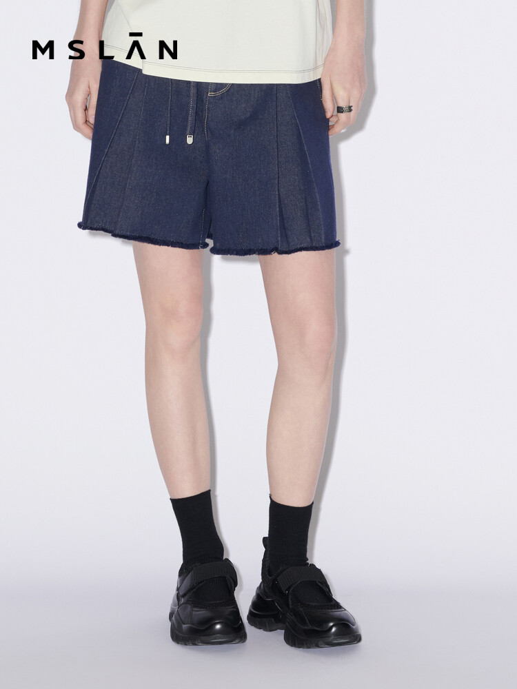 Джинсовые шорты Mslan с необработанными краями и высокой талией, синяя
Джинсовые шорты Mslan с необработанными краями и высокой талией, синяя