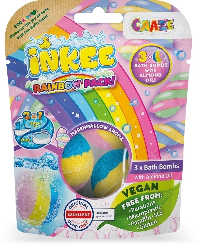 Inkee Rainbow мультипак шипучих пен для ванны с миндальным маслом Craze, 3 шт
Inkee Rainbow мультипак шипучих пен для ванны с миндальным маслом Craze, 3 шт