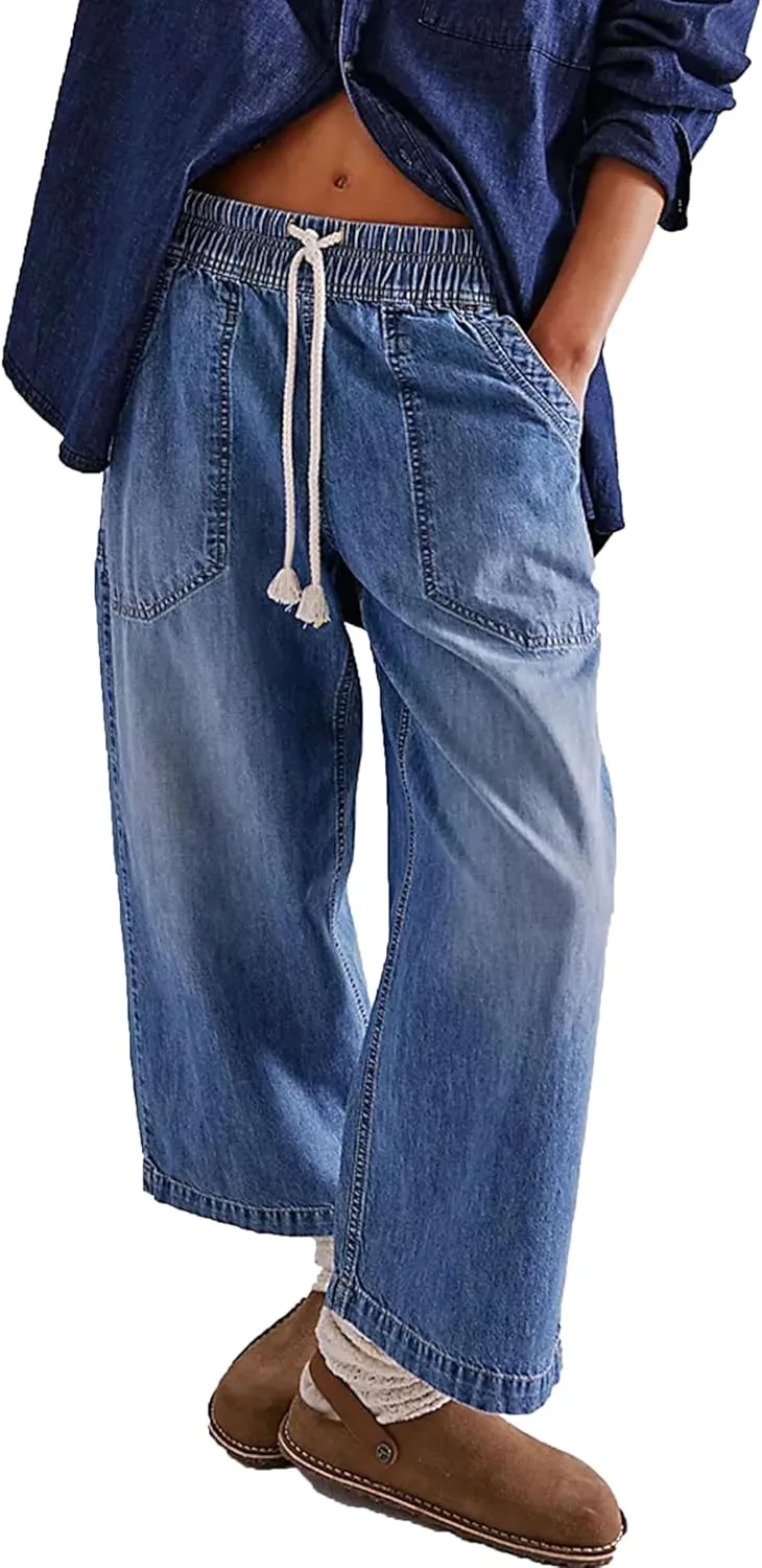 Zontroldy женские джинсы с завязками на поясе, широкие, прямые
Zontroldy женские джинсы с завязками на поясе, широкие, прямые