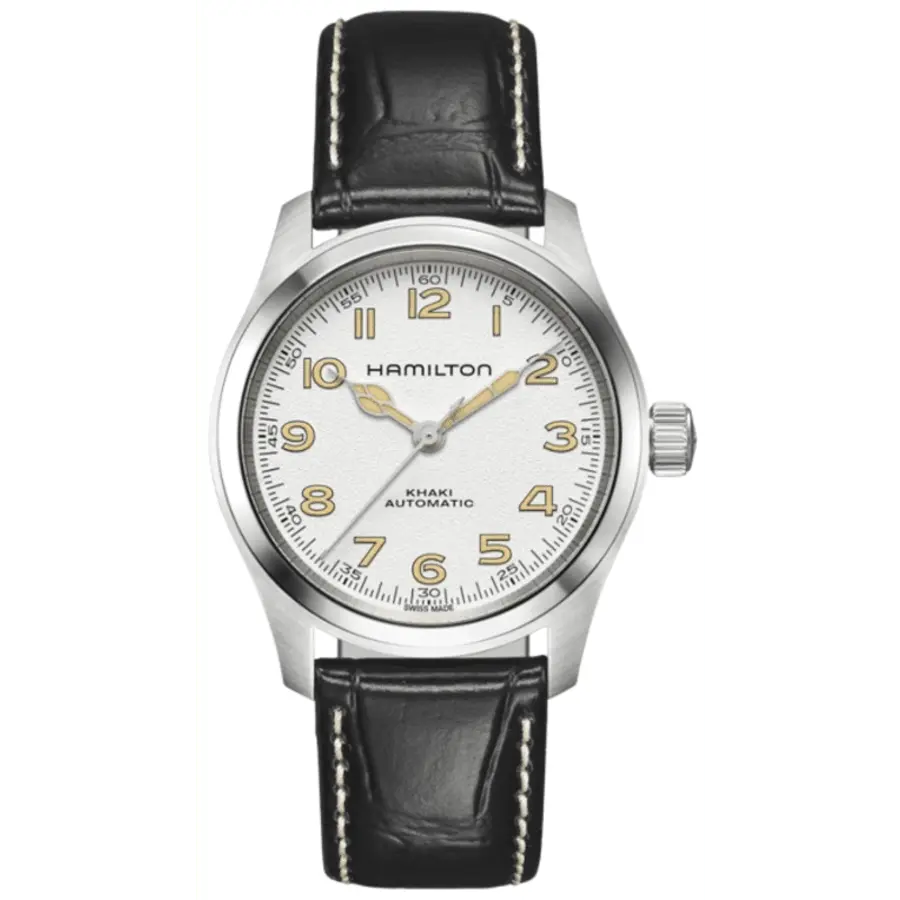 Hamilton Khaki Field Murph Автоматические мужские часы с белым циферблатом и черным кожаным ремешком H70405710
Hamilton Khaki Field Murph Автоматические мужские часы с белым циферблатом и черным кожаным ремешком H70405710