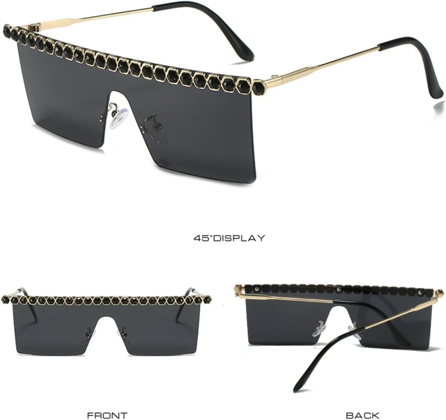 Солнцезащитные очки без оправы в винтажном стиле для женщин и мужчин, украшенные стразами, для путешествий, защита от УФ-излучения UV400 TKKTLLT, Gold Champagne
Солнцезащитные очки без оправы в винтажном стиле для женщин и мужчин, украшенные стразами, для путешествий, защита от УФ-излучения UV400 TKKTLLT, Gold Champagne