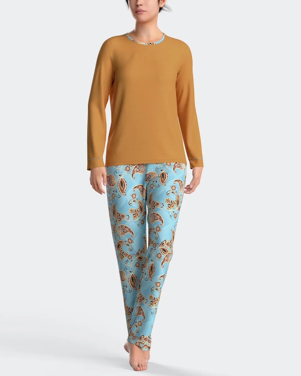 Женская длинная пижама с узором пейсли Impetus, синий/желтый
Женская длинная пижама с узором пейсли Impetus, синий/желтый