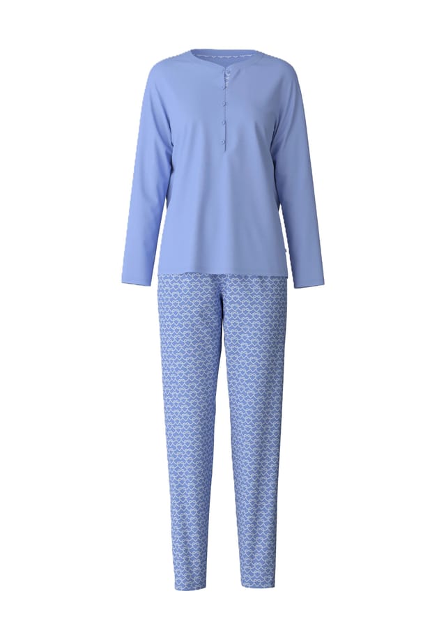 Пижама Daylight Dreams с воротником-хреном из хлопка Calida, синий 
Пижама Daylight Dreams с воротником-хреном из хлопка Calida, синий