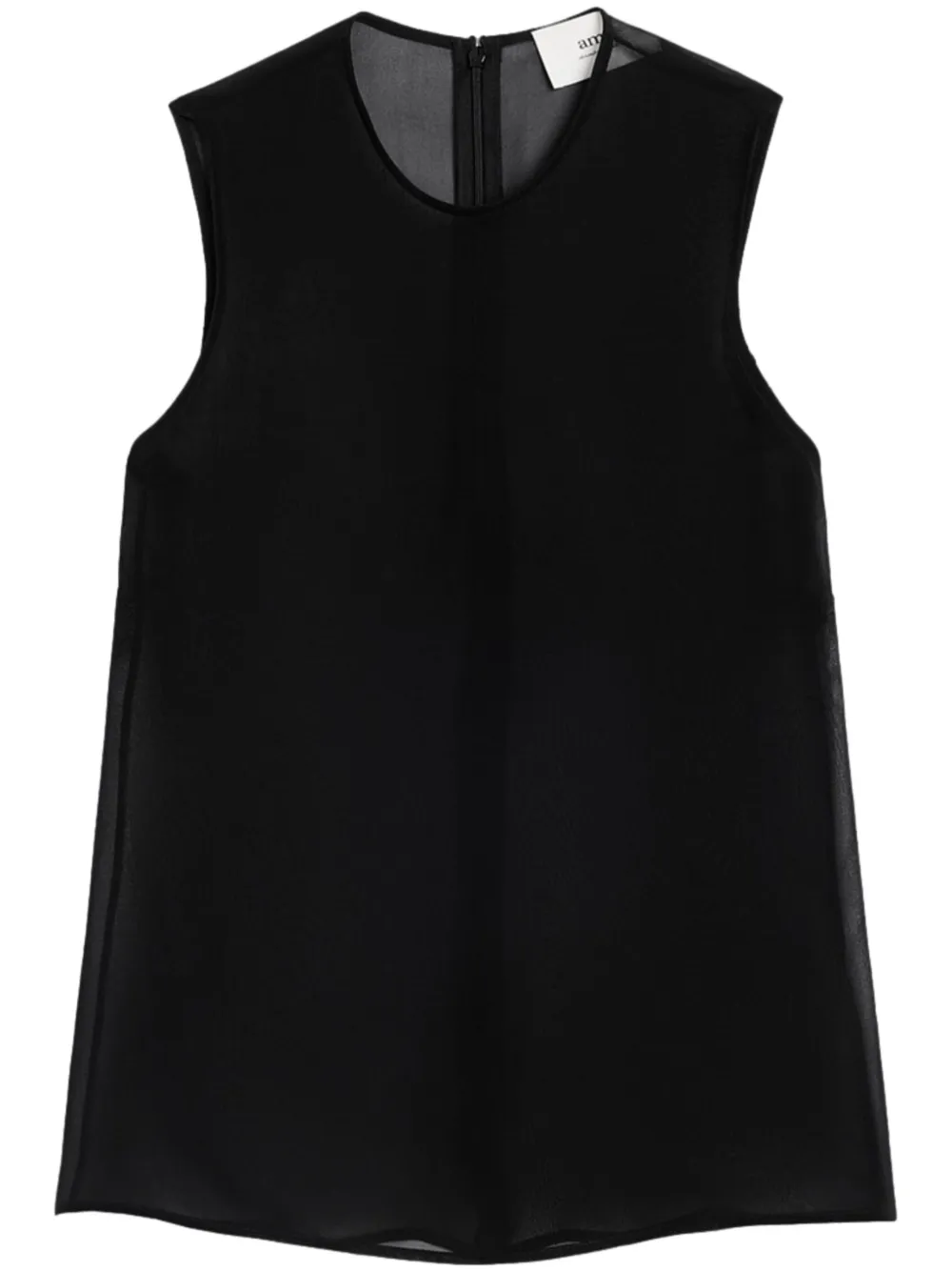 Полупрозрачный шелковый топ AMI Paris, черный
Полупрозрачный шелковый топ AMI Paris, черный