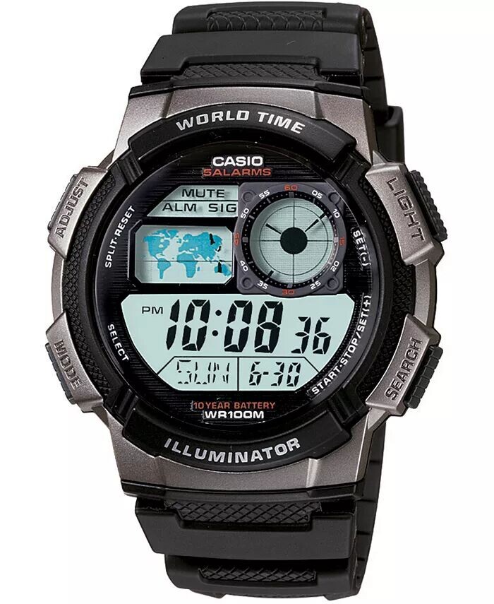 Мужские цифровые часы с черным полимерным ремешком, 43,7 мм Casio, Серый, Мужские цифровые часы с черным полимерным ремешком, 43,7 мм Casio
Мужские цифровые часы с черным полимерным ремешком, 43,7 мм Casio, Серый, Мужские цифровые часы с черным полимерным ремешком, 43,7 мм Casio