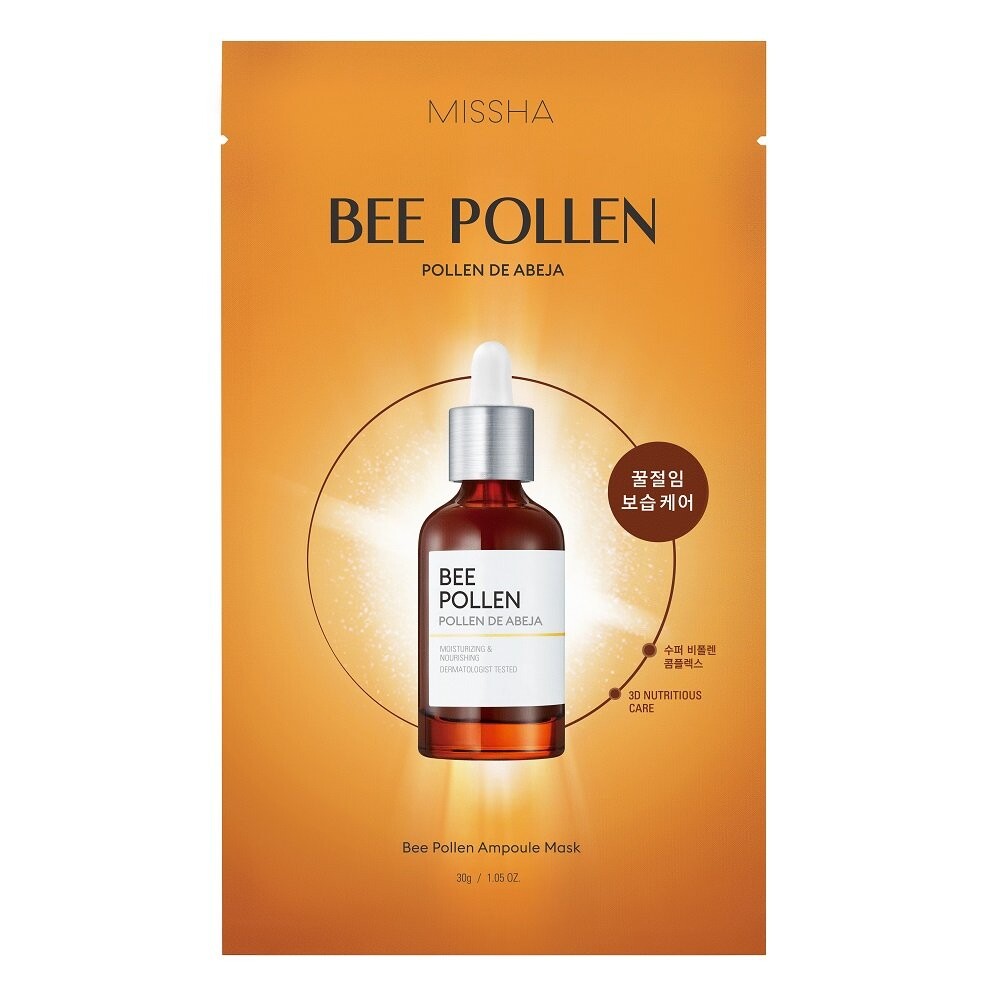 Missha, Bee Pollen Ampoule Mask, Питательная тканевая маска, 30 г
Missha, Bee Pollen Ampoule Mask, Питательная тканевая маска, 30 г