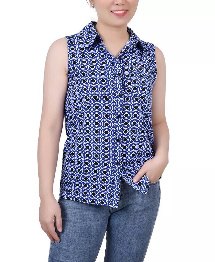 Женская миниатюрная блузка без рукавов с вырезом на пуговицах и воротнике спереди NY Collection, мультиколор
Женская миниатюрная блузка без рукавов с вырезом на пуговицах и воротнике спереди NY Collection, мультиколор