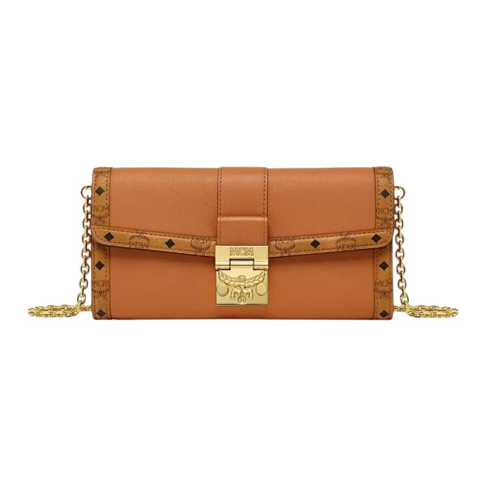 Кошелек из коровьей кожи Tracy Visetos, средняя женская сумка через плечо, коричневая коньячная MCM