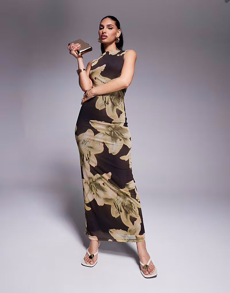 Платье макси из сетки с цветочным принтом и косым вырезом ASOS DESIGN коричневого цвета
Платье макси из сетки с цветочным принтом и косым вырезом ASOS DESIGN коричневого цвета