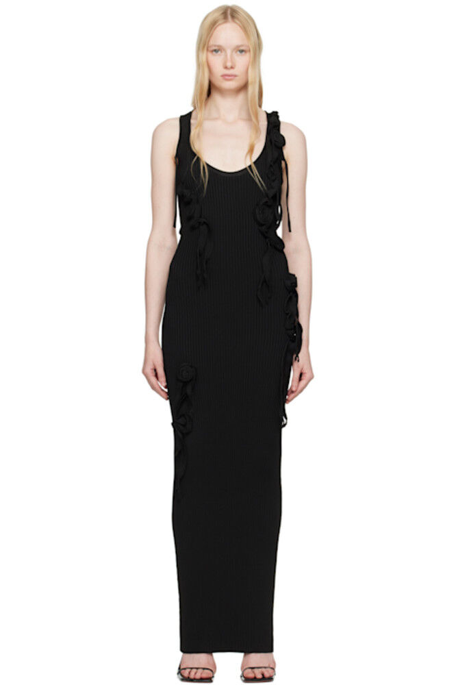 Черное трикотажное ленточное длинное платье-макси Coperni
Черное трикотажное ленточное длинное платье-макси Coperni