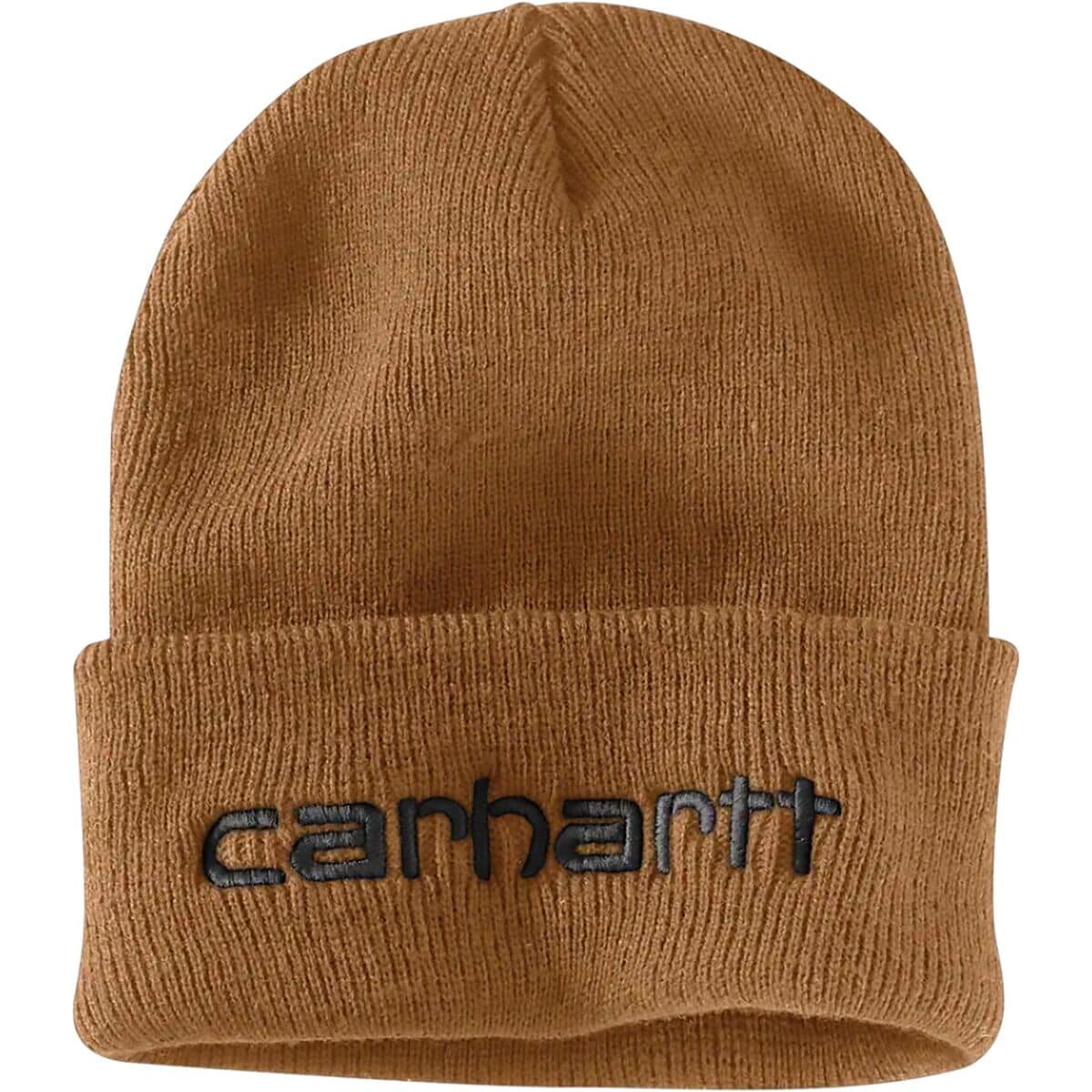 Вязаная утепленная шапка с логотипом и графическим манжетом Carhartt, цвет carhartt brown