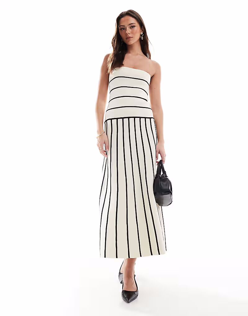 Платье-бандо Pretty Lavish с контрастными полосками и мидакси в трикотажном исполнении черного и кремового цвета
Платье-бандо Pretty Lavish с контрастными полосками и мидакси в трикотажном исполнении черного и кремового цвета
