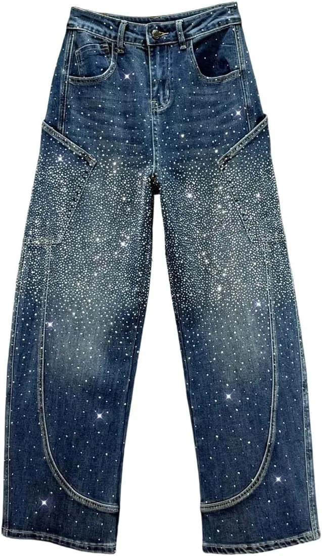 Женские джинсы с хлопком и стрейчем, высокие, свободные, с пайетками
Женские джинсы с хлопком и стрейчем, высокие, свободные, с пайетками