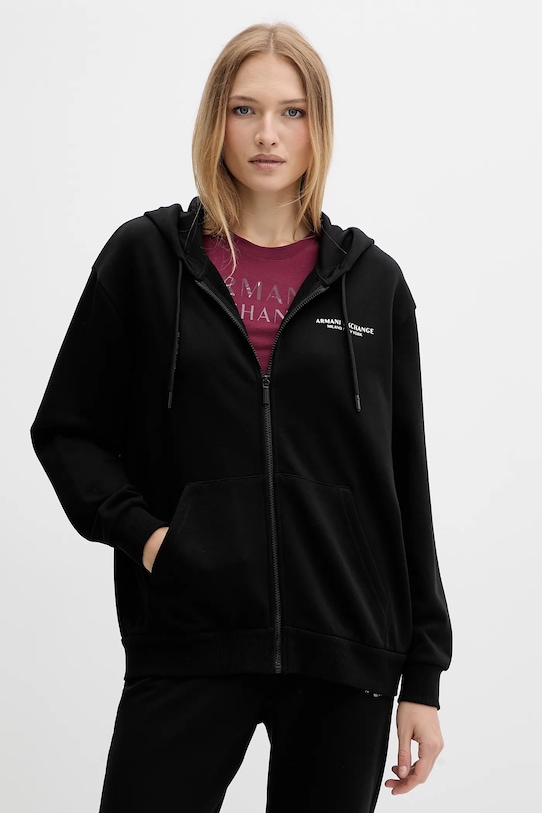 Хлопковая толстовка Armani Exchange, черный 
Хлопковая толстовка Armani Exchange, черный