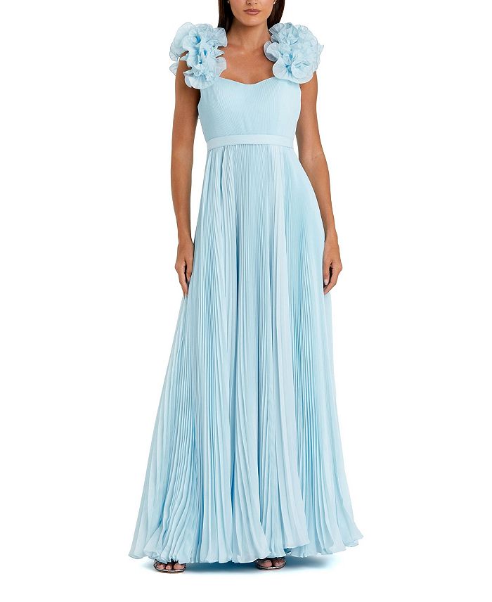 Плиссированное платье из органзы с рюшами на бретелях Mac Duggal, синий
Плиссированное платье из органзы с рюшами на бретелях Mac Duggal, синий