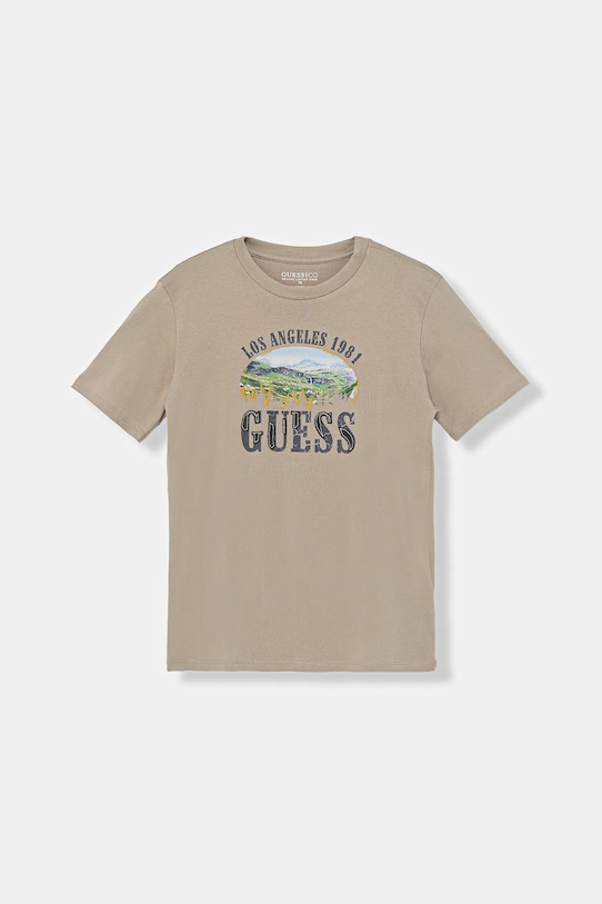 Детская хлопковая футболка Guess, бежевый
Детская хлопковая футболка Guess, бежевый