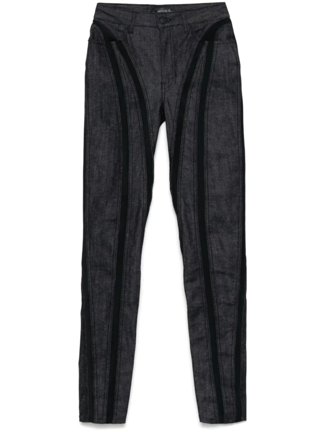 Узкие джинсы Mugler с сетчатыми вставками, синий 
Узкие джинсы Mugler с сетчатыми вставками, синий