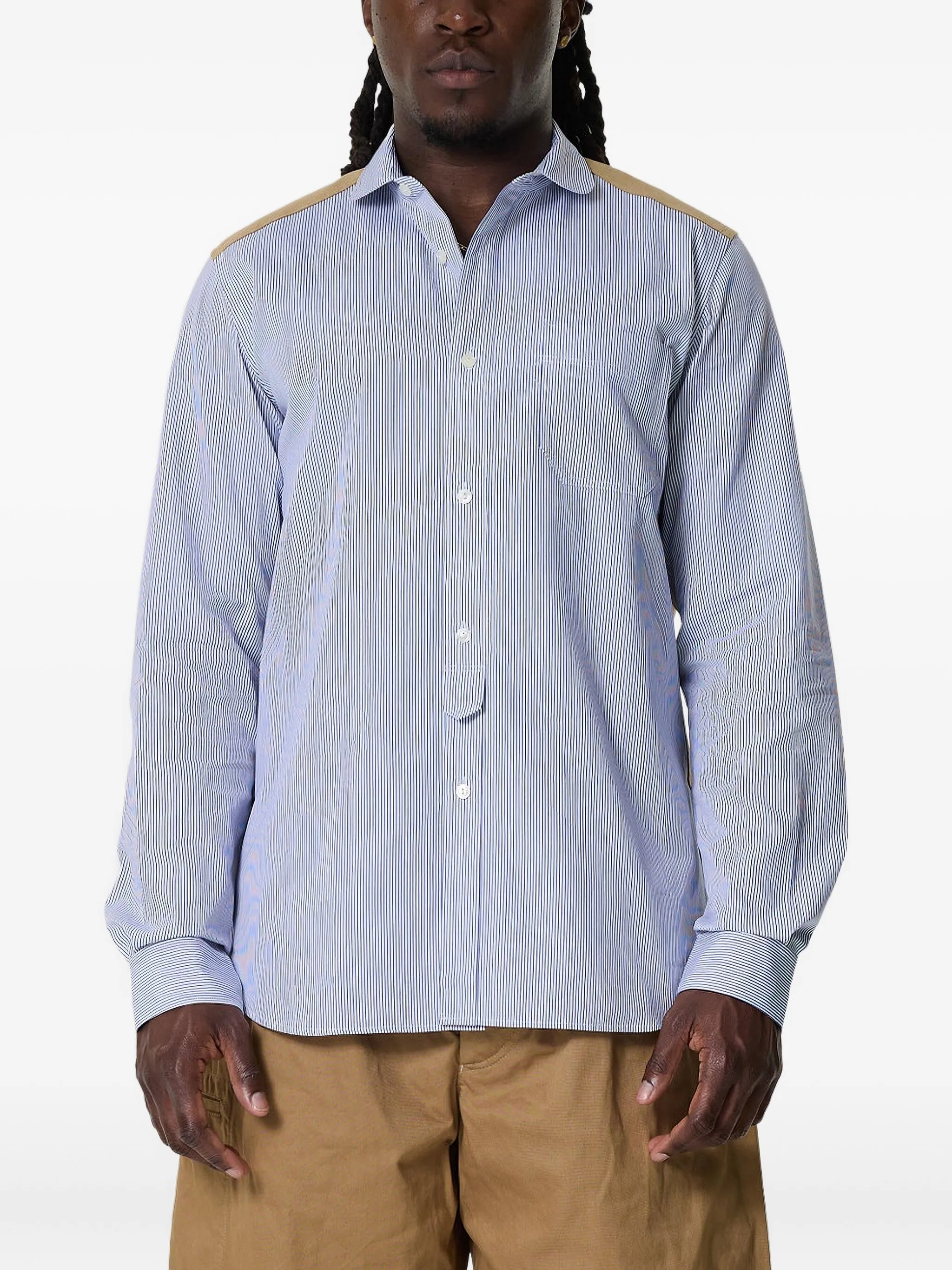 Рубашка со вставками в полоску Junya Watanabe Man, синий
Рубашка со вставками в полоску Junya Watanabe Man, синий