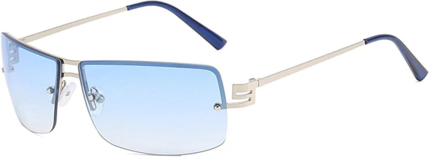 Солнцезащитные очки без оправы в стиле панк, популярные женские и мужские солнцезащитные очки из металла, для путешествий, с защитой от УФ-излучения UV400 TKKTLLT, Silver Blue
Солнцезащитные очки без оправы в стиле панк, популярные женские и мужские солнцезащитные очки из металла, для путешествий, с защитой от УФ-излучения UV400 TKKTLLT, Silver Blue