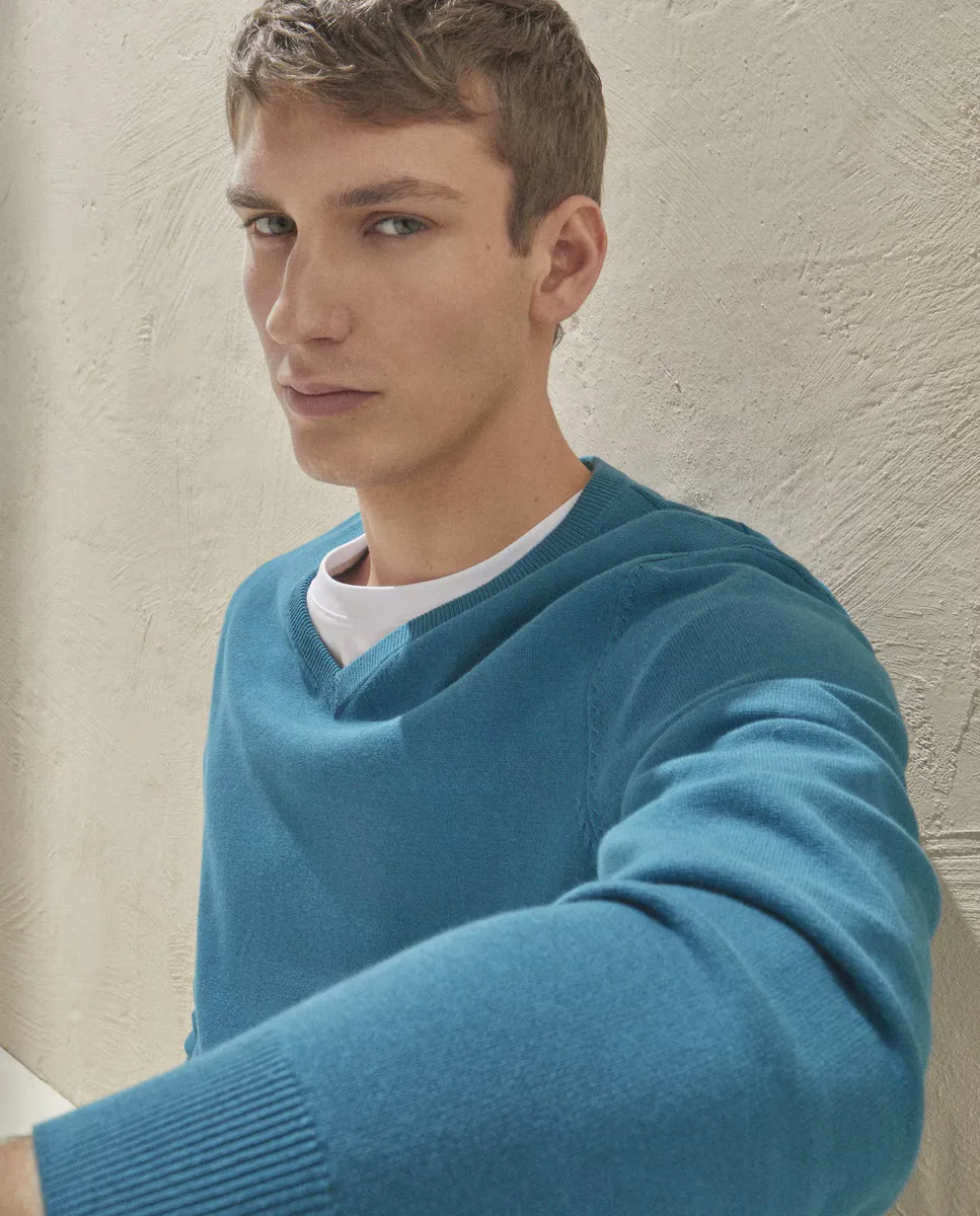 Мужской хлопковый свитер с V-образным вырезом Dustin, синий
Мужской хлопковый свитер с V-образным вырезом Dustin, синий