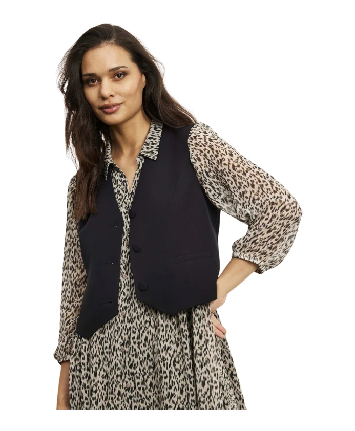 Простой и элегантный жилет с застежкой на пуговицы In Front, черный
Простой и элегантный жилет с застежкой на пуговицы In Front, черный