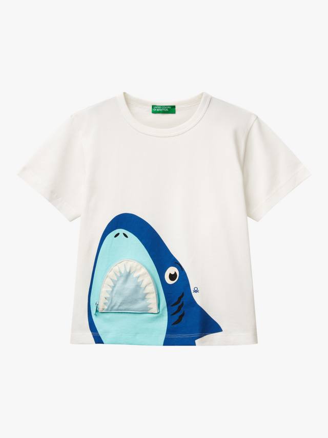 Детская хлопковая футболка с молнией и акулой Benetton, Off White
Детская хлопковая футболка с молнией и акулой Benetton, Off White